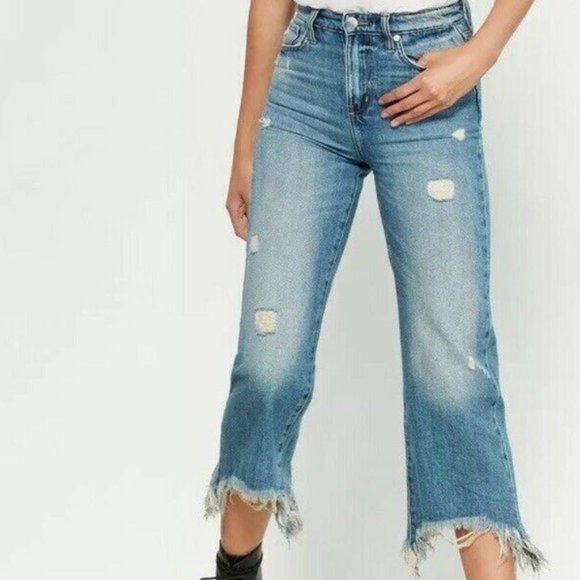 Lee Denim - Lee Vintage Modern Distress Wide Cropped Jeans 32